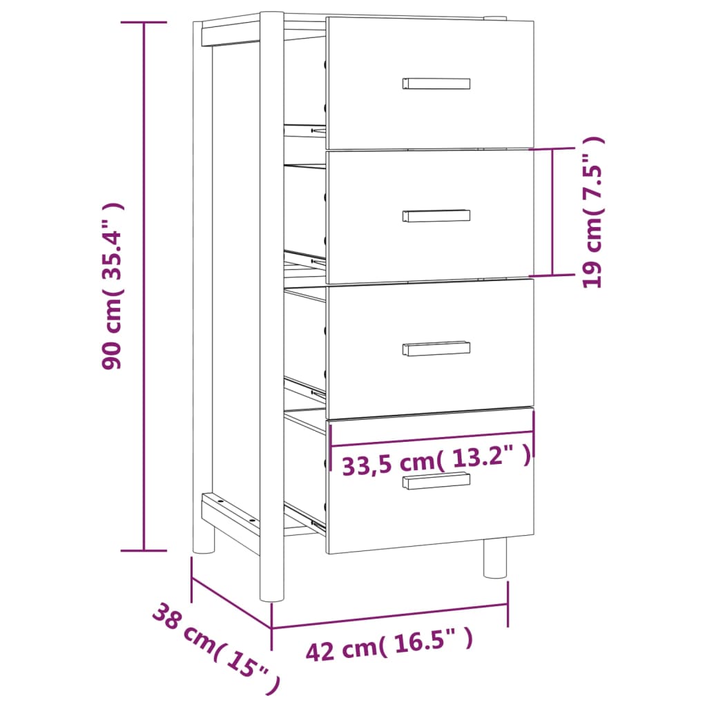 vidaXL Wysoka szafka, biała, 42x38x90, materiał drewnopochodny