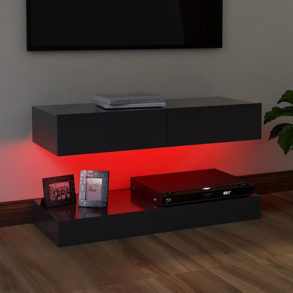 vidaXL Szafka pod TV z oświetleniem LED, szara, 90x35 cm