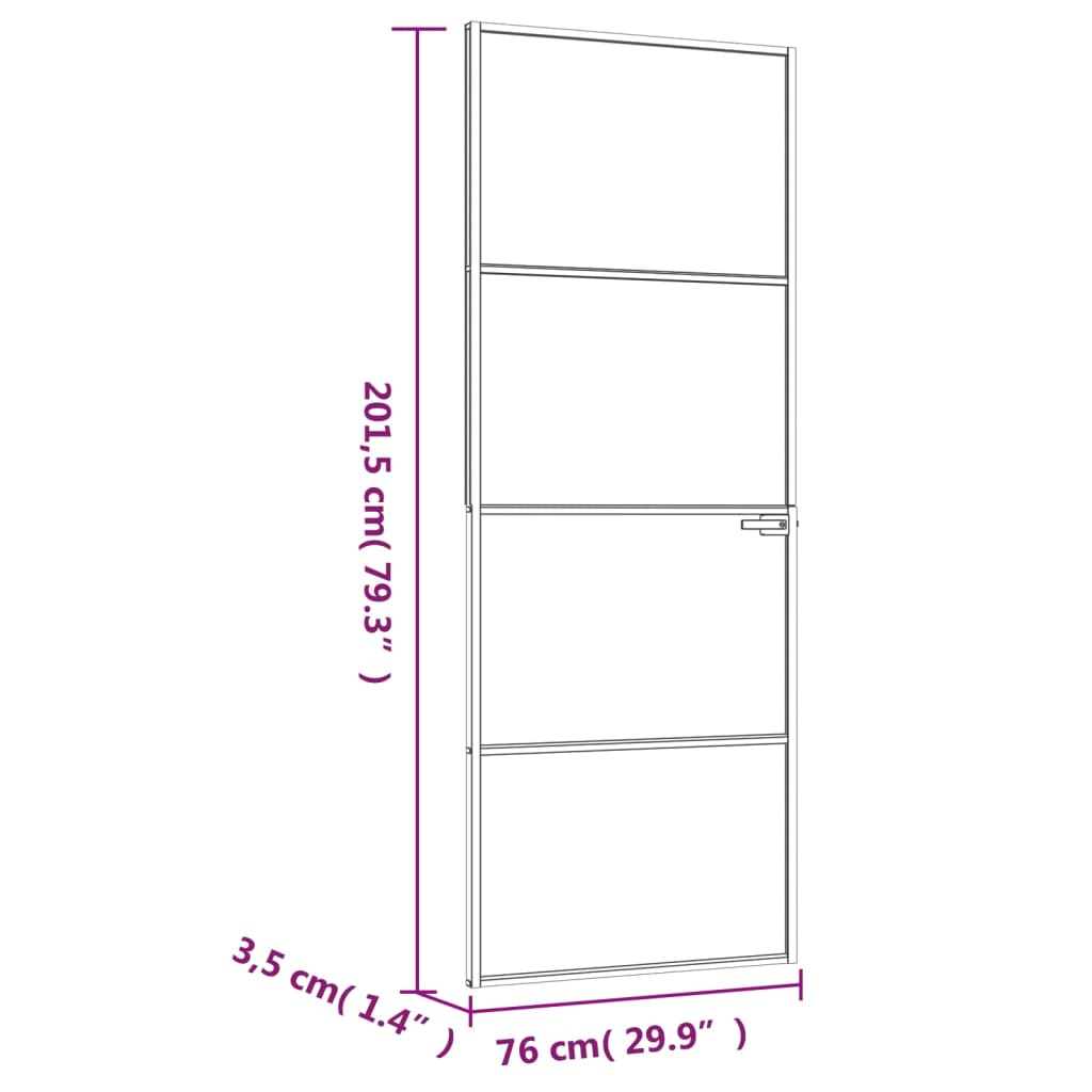 vidaXL Drzwi wewnętrzne, białe, 76x201,5 cm, szkło i aluminium