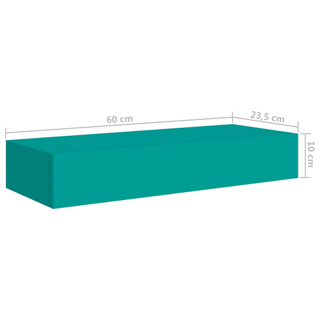 vidaXL Półki ścienne z szufladą 2 szt., niebieskie, 60x23,5x10 cm, MDF