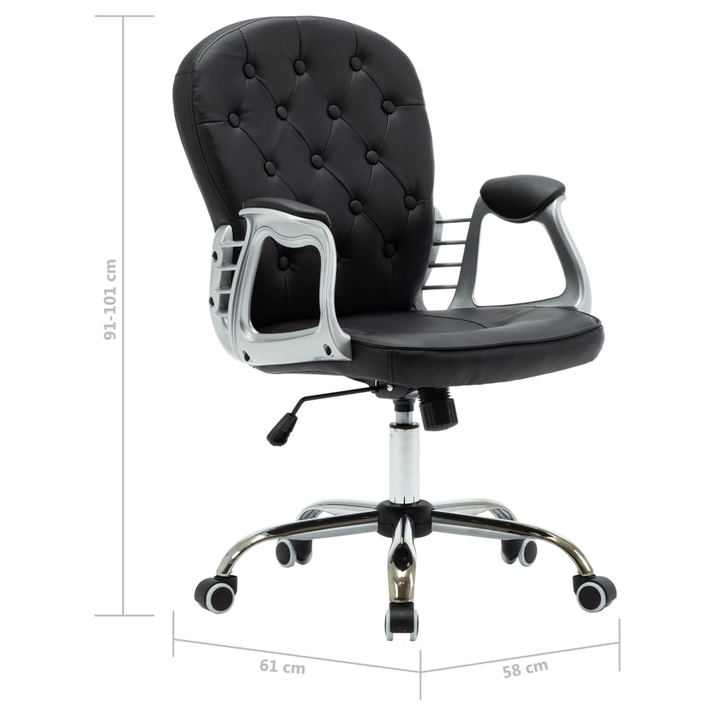 vidaXL Krzesło biurowe, obrotowe, czarne, sztuczna skóra