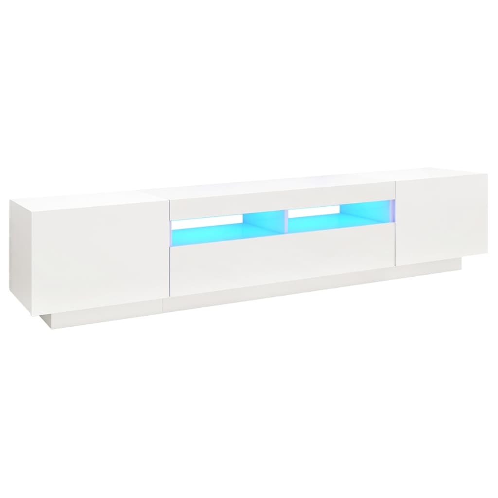 vidaXL Szafka pod TV z oświetleniem LED, biała, 200x35x40 cm