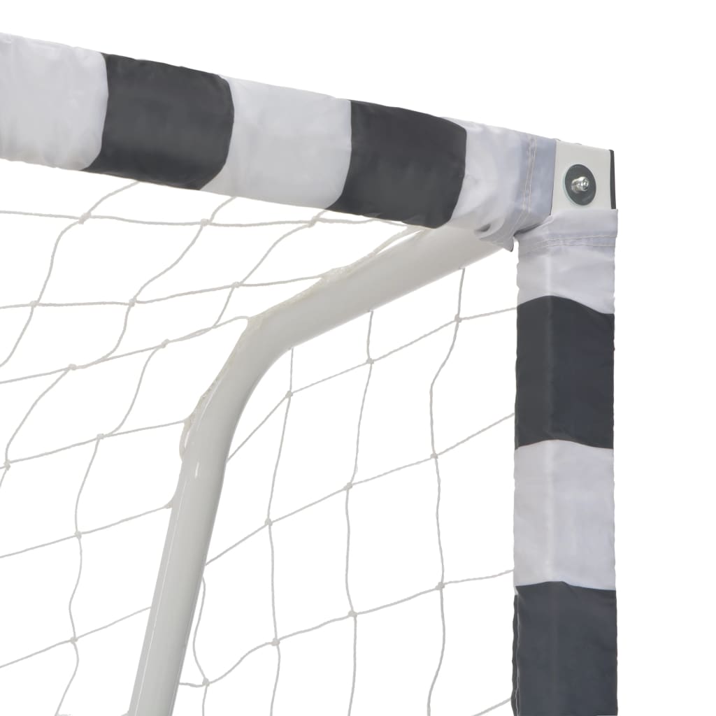 vidaXL Bramka do piłki nożnej, 300x160x90 cm, metalowa, czarno-biała