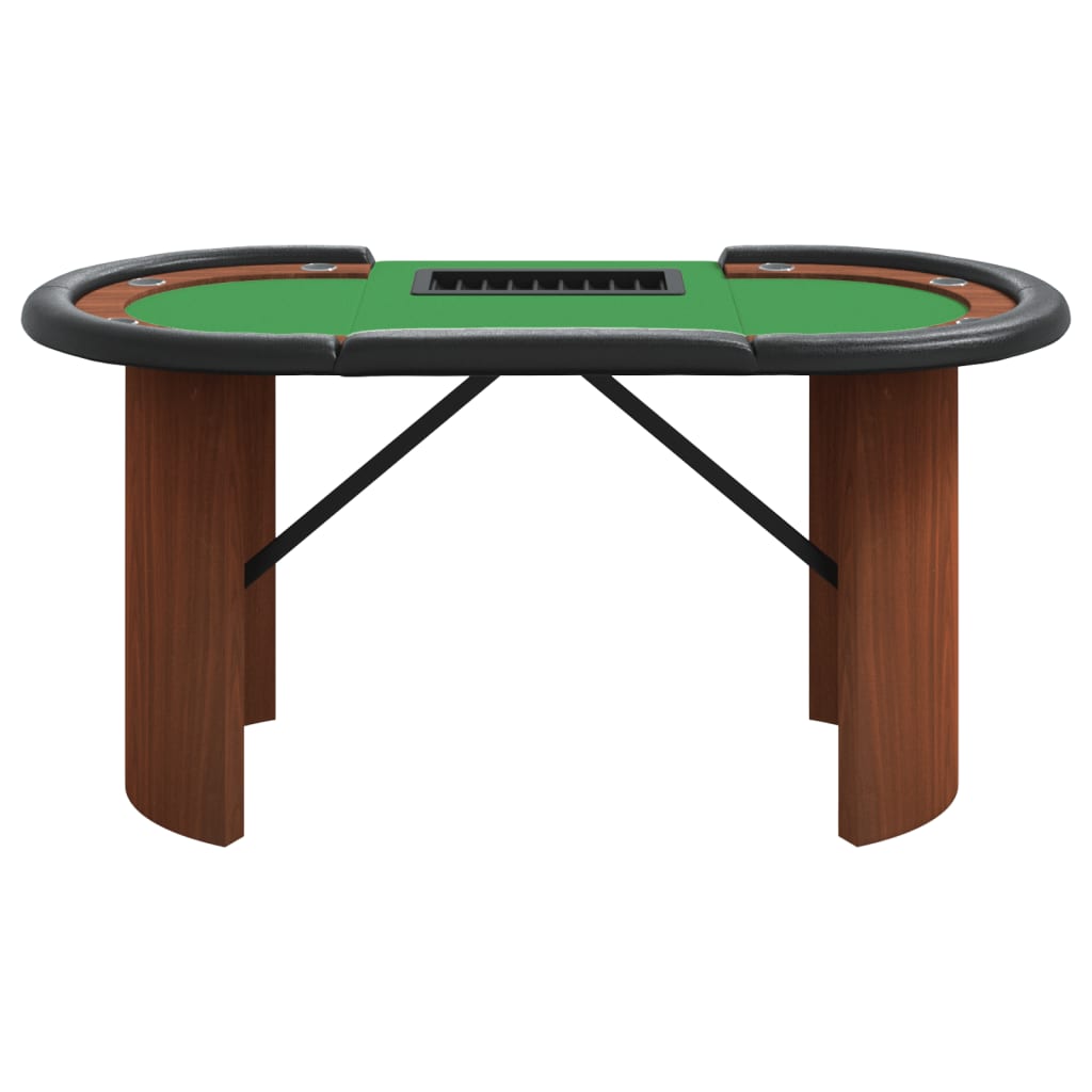 vidaXL Stół pokerowy dla 10 os., taca na żetony, zielony, 160x80x75 cm