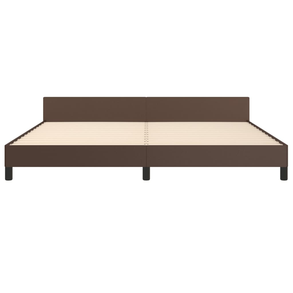 vidaXL Rama łóżka z zagłówkiem, brązowa, 200x200 cm, sztuczna skóra