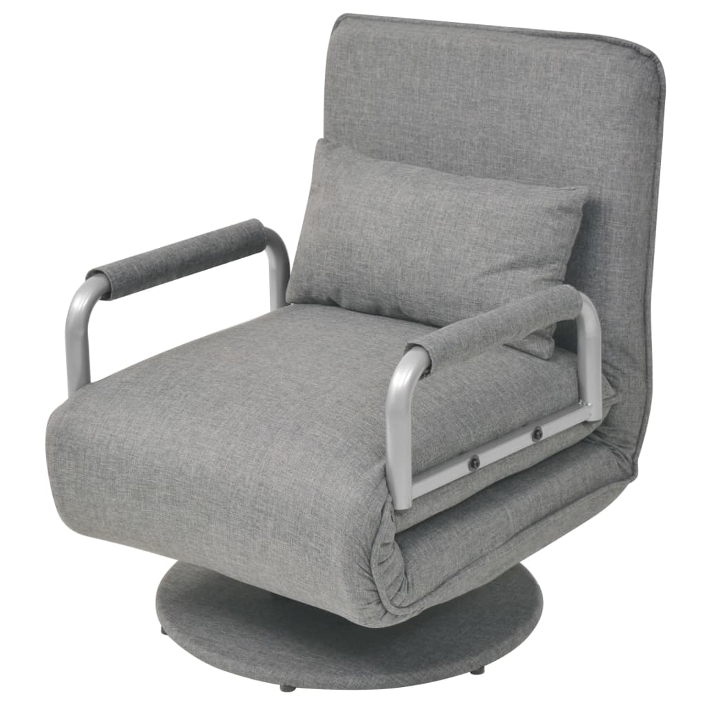 vidaXL Obrotowy fotel rozkładany, jasnoszary, tkanina