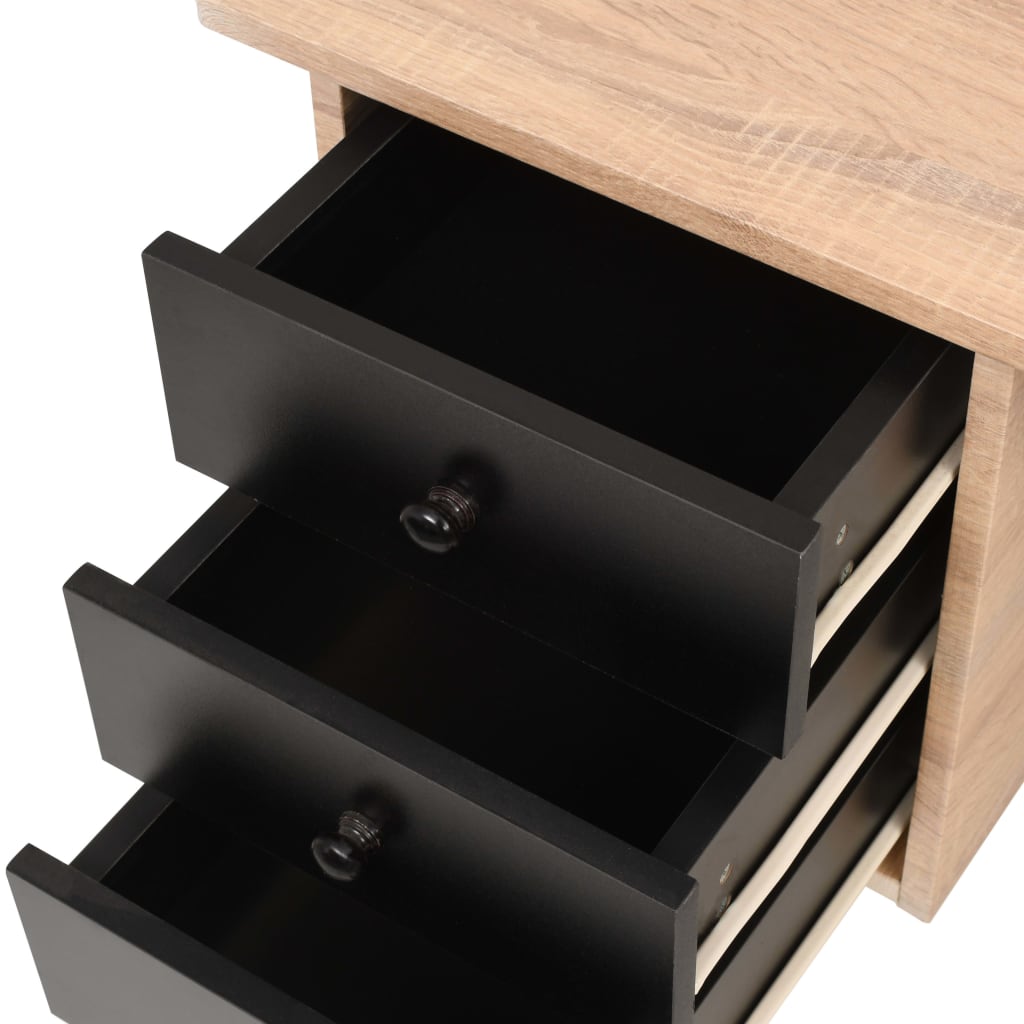 vidaXL Biurko z szufladami, 120 x 55 x 76 cm, kolor dębowy i czarny