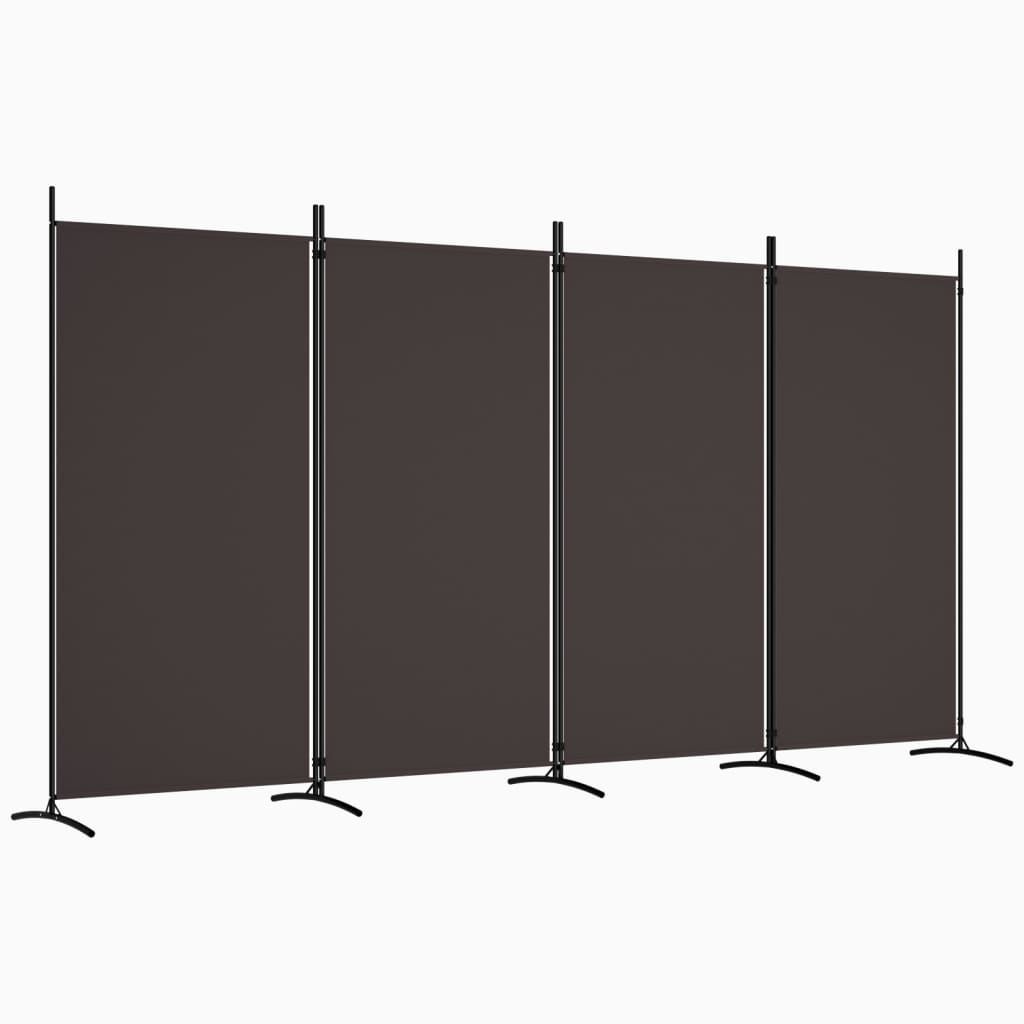 vidaXL Parawan 4-panelowy, brązowy, 346x180 cm, tkanina