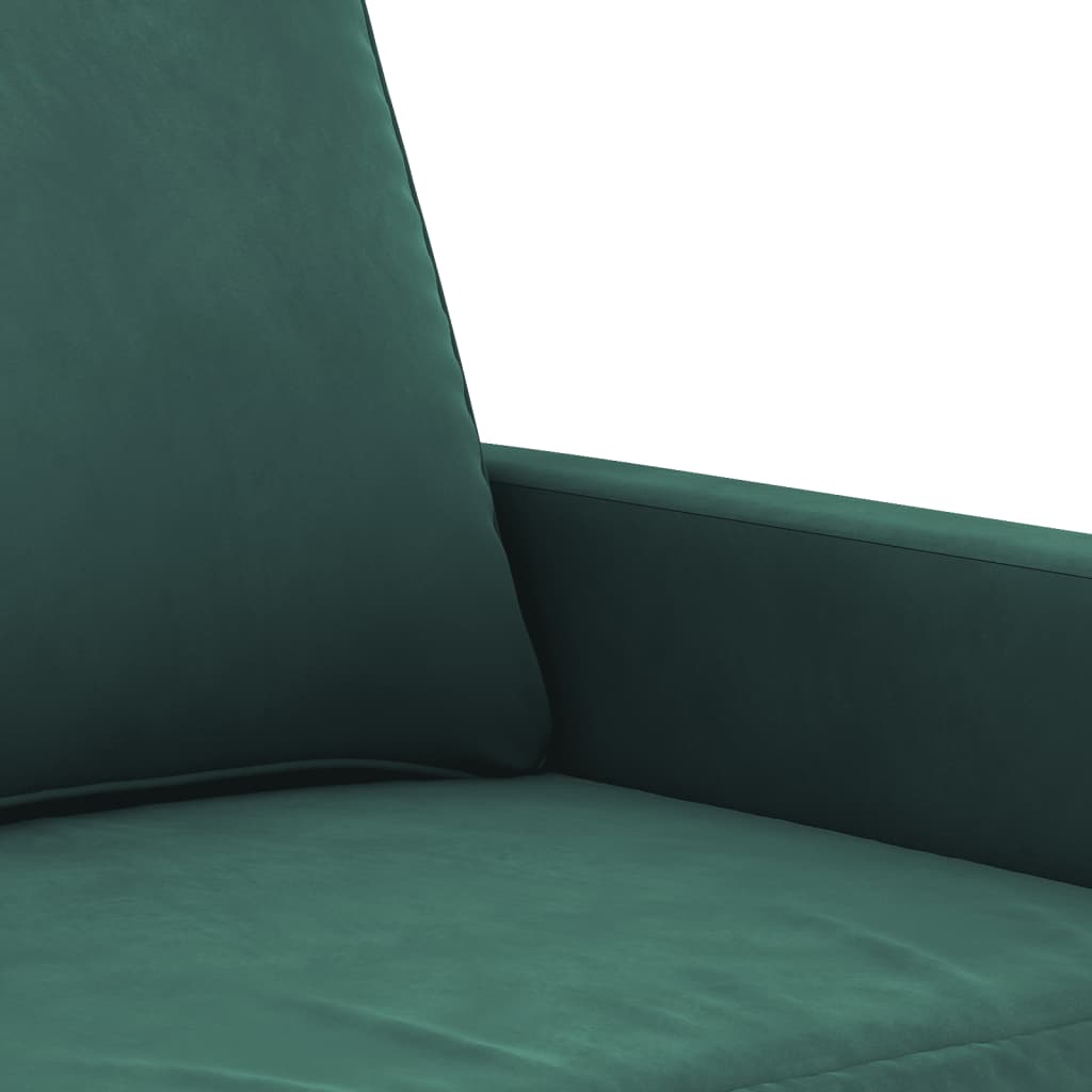 vidaXL Sofa 2-osobowa, ciemnozielona, 120 cm, tapicerowana aksamitem