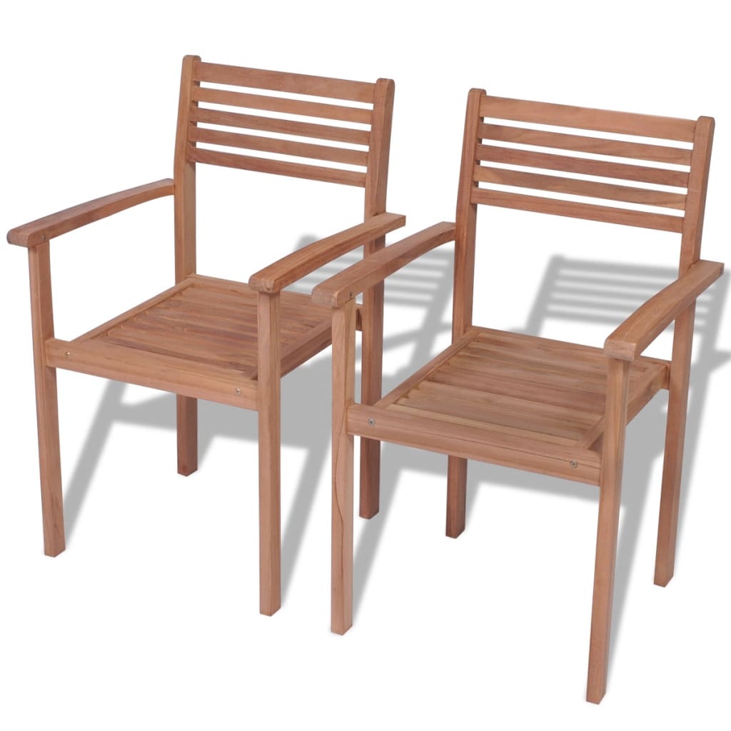 vidaXL Krzesła ogrodowe sztaplowane, 2 szt., lite drewno tekowe