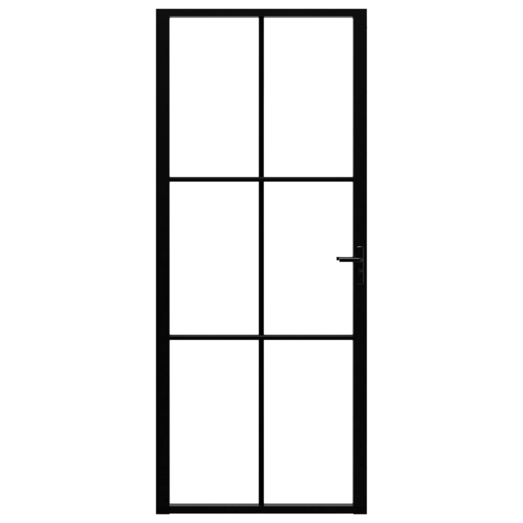 vidaXL Drzwi wewnętrzne, szkło ESG i aluminium, 83x201,5 cm, czarne