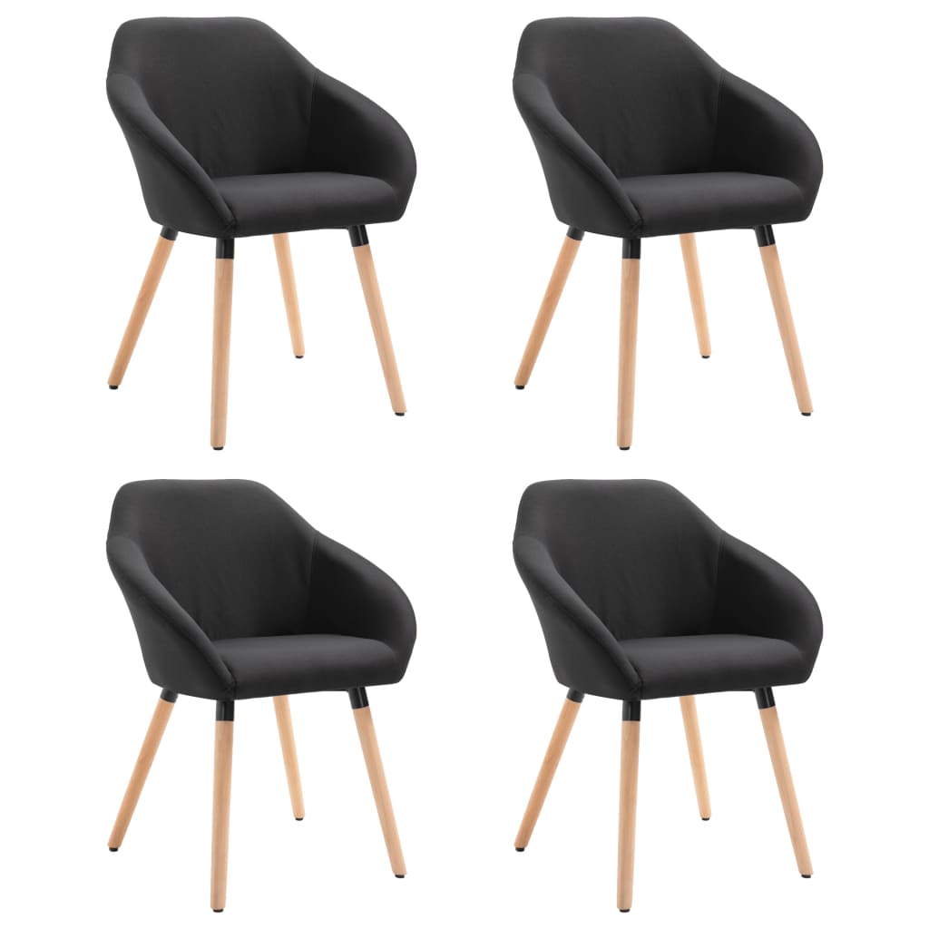 vidaXL Krzesła stołowe, 4 szt., czarne, obite tkaniną