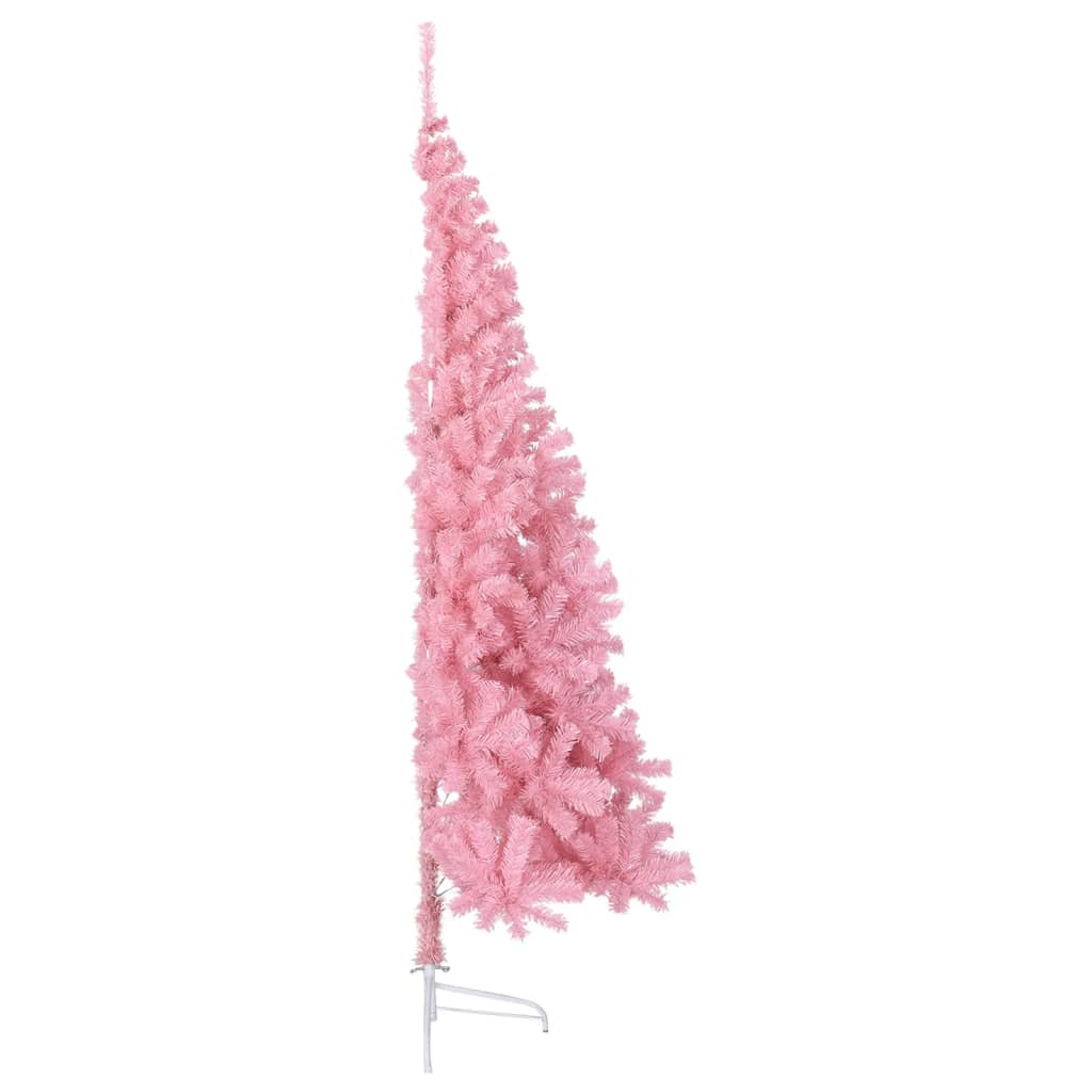vidaXL Sztuczna choinka połówka ze stojakiem, różowa, 180 cm, PVC