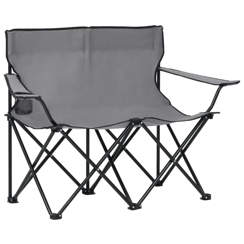 vidaXL 2-osobowe, składane krzesło turystyczne, stal i tkanina, szare