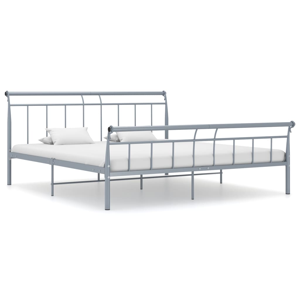 vidaXL Rama łóżka, szara, metalowa, 160x200 cm