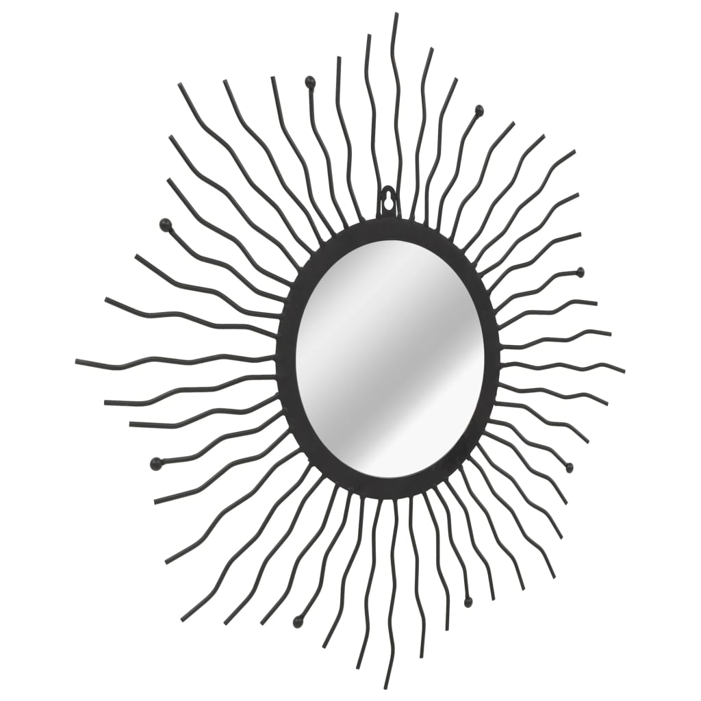 vidaXL Ogrodowe lustro ścienne w kształcie słońca, 60 cm, czarne