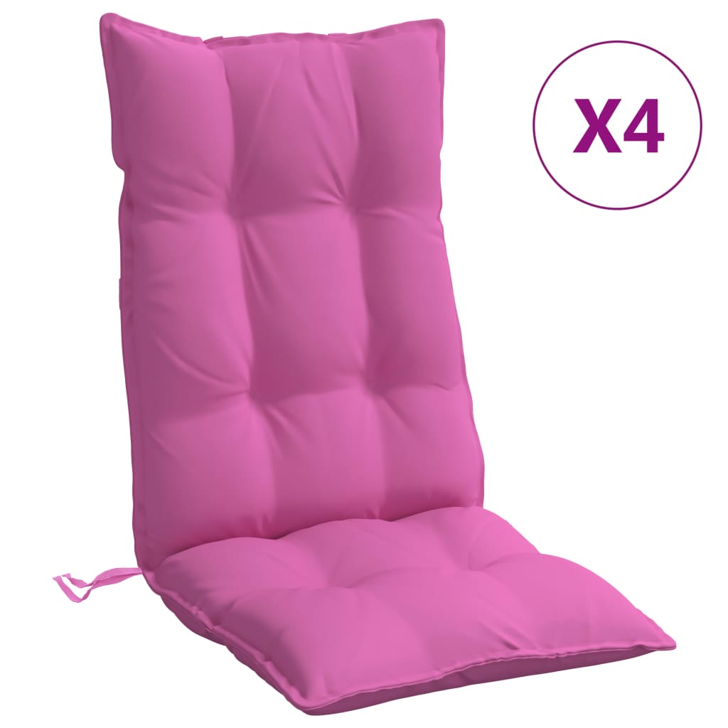vidaXL Poduszki na krzesła z wysokim oparciem, 4 szt., różowe, tkanina