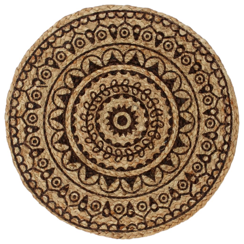 vidaXL Maty na stół, 4 szt., ciemnobrązowe, 38 cm, okrągłe, juta