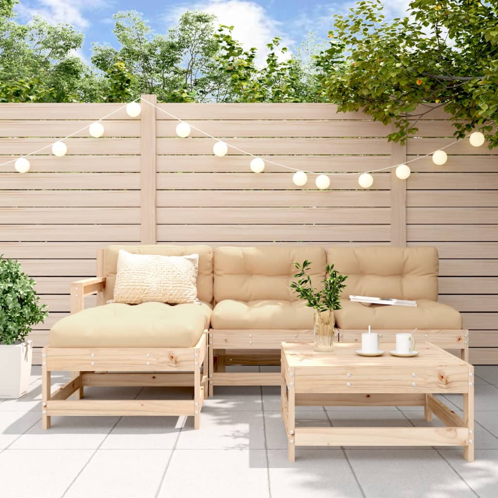 vidaXL 5-cz. zestaw wypoczynkowy do ogrodu, z poduszkami, lite drewno