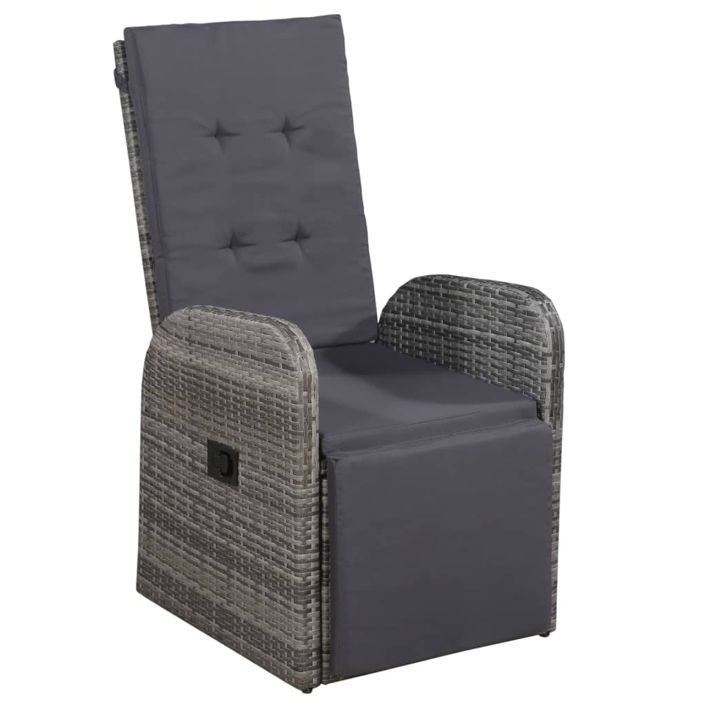 vidaXL Krzesło ogrodowe z poduszką, polirattanowe, czarne