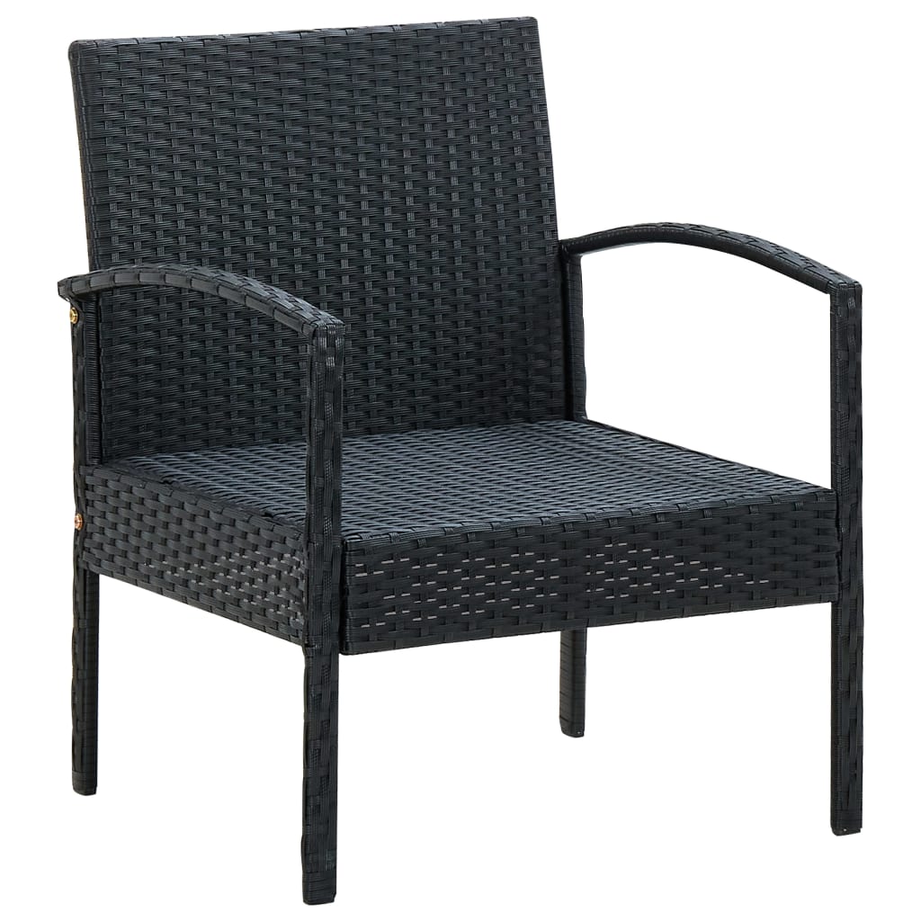 vidaXL Krzesło ogrodowe z poduszką, polirattan, czarne