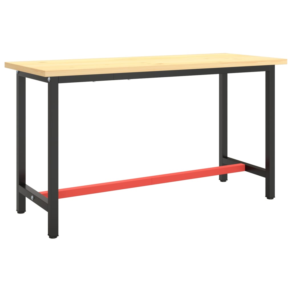 vidaXL Rama do stołu roboczego, czerwono-czarna, 140x50x79 cm, metal