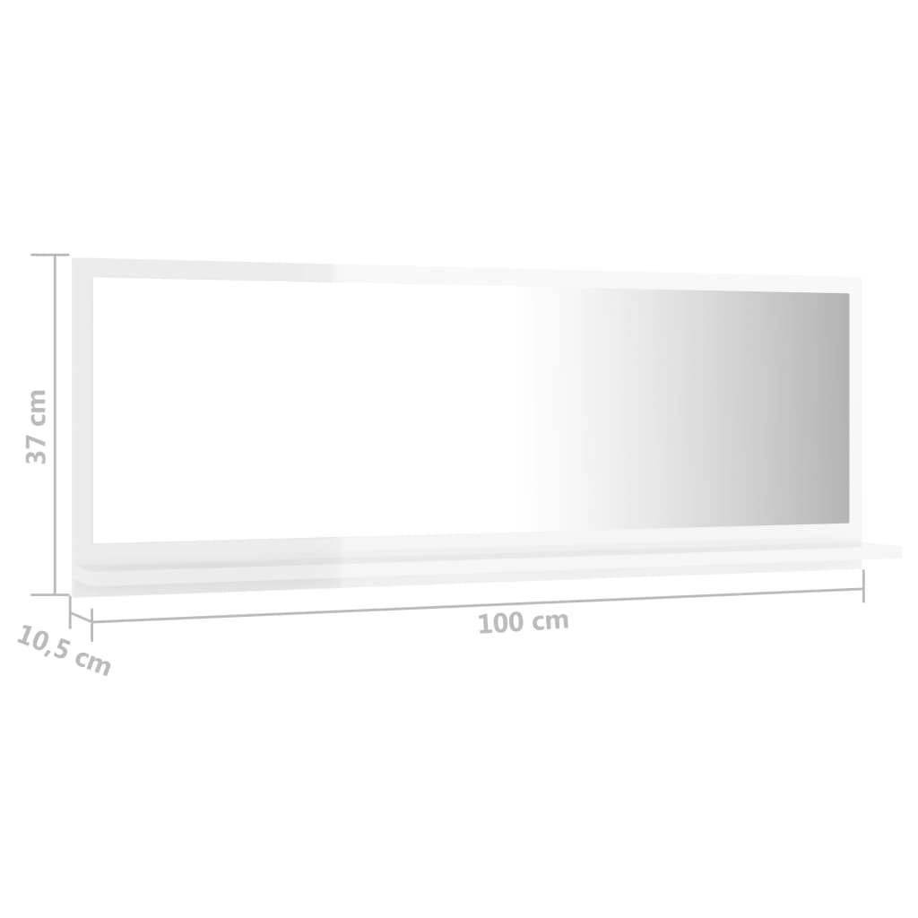 vidaXL Lustro łazienkowe, wysoki połysk, białe, 100x10,5x37 cm, płyta