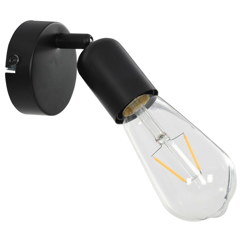 vidaXL Lampy, 2 szt., żarówki żarnikowe, 2 W, czarne, E27