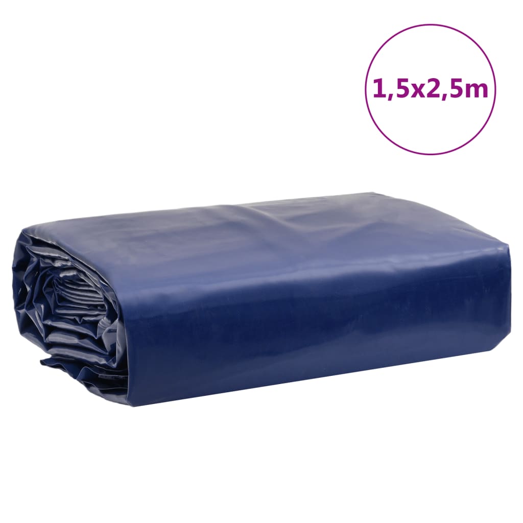 vidaXL Plandeka, niebieska, 1,5x2,5 m, 650 g/m²