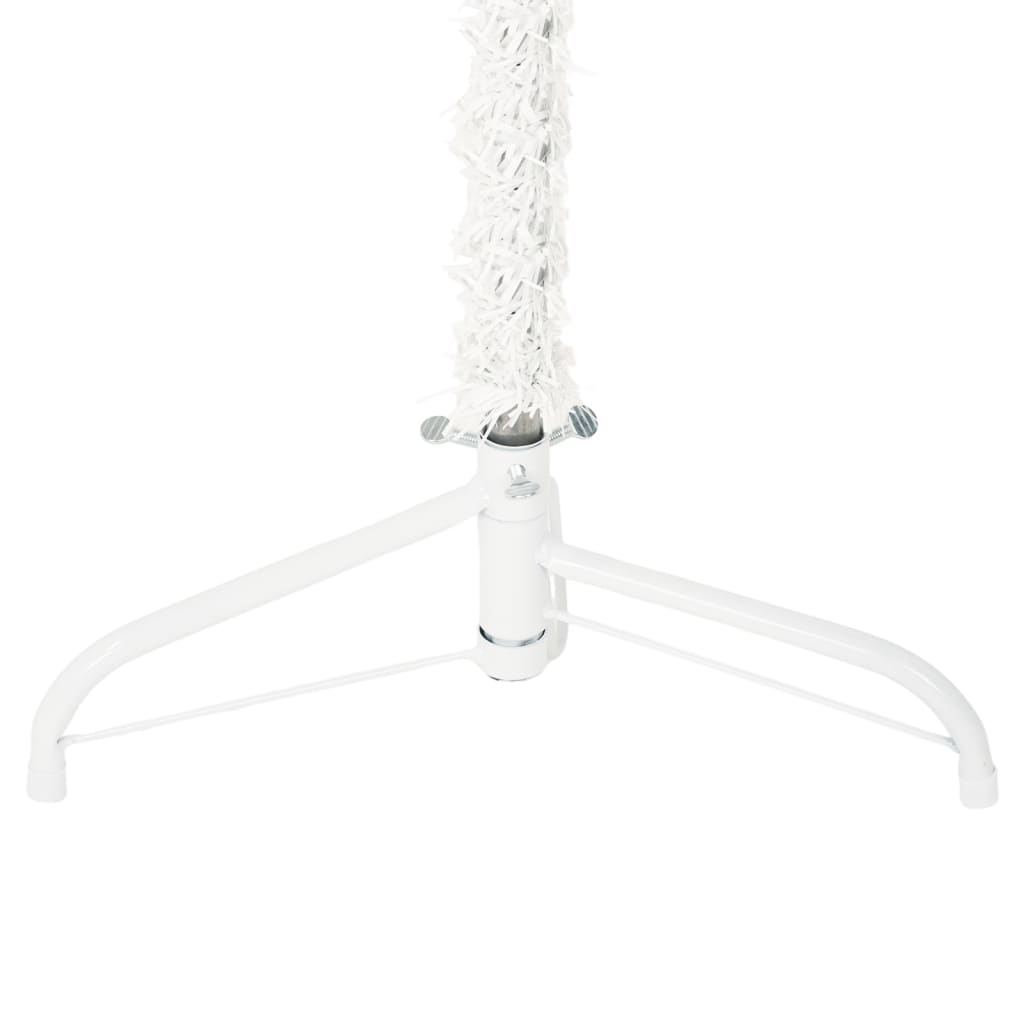 vidaXL Smukła choinka połówka ze stojakiem, sztuczna, biała, 180 cm