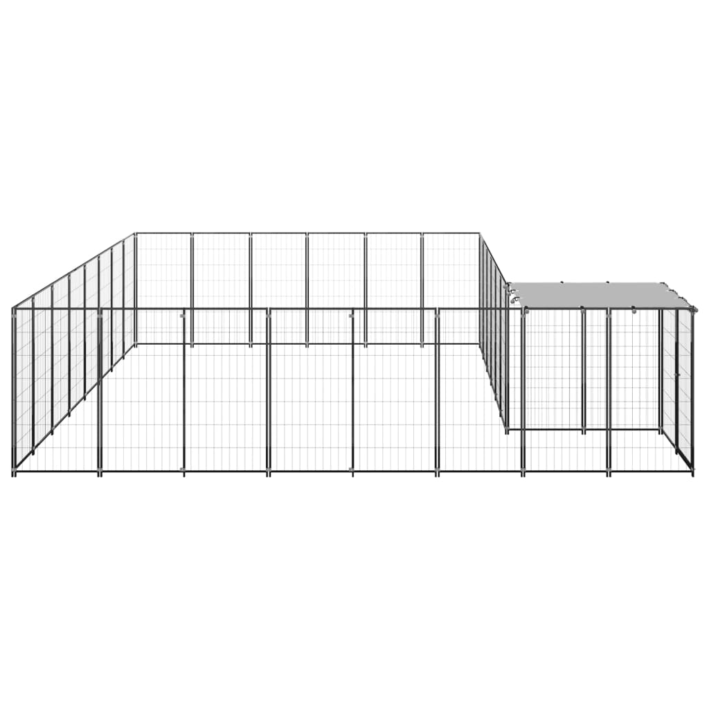 vidaXL Kojec dla psa, czarny, 15,73 m², stalowy