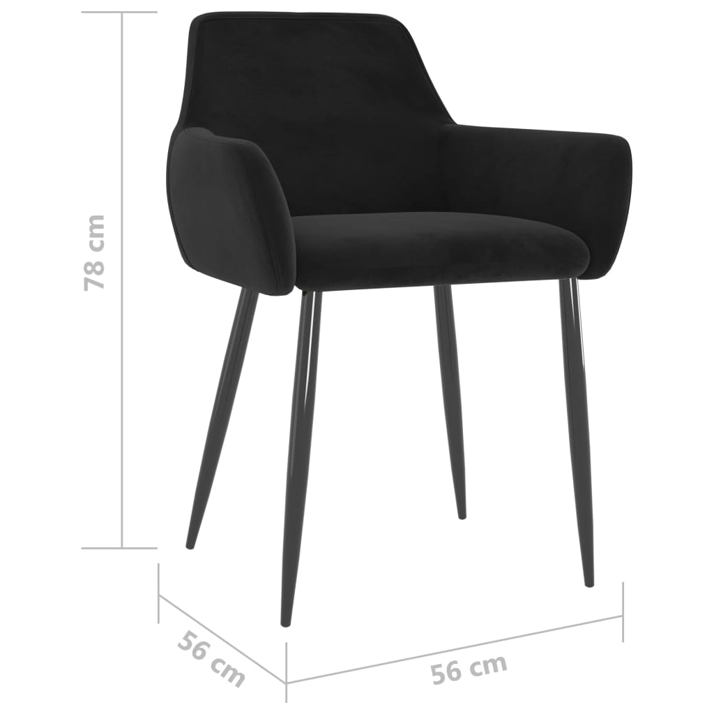 vidaXL Krzesła stołowe, 2 szt., czarne, obite aksamitem
