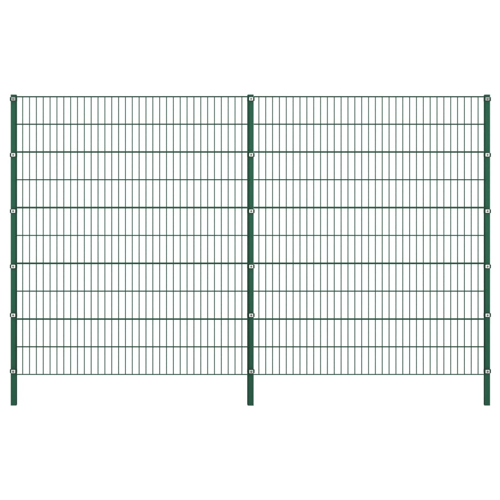vidaXL Panel ogrodzeniowy ze słupkami, żelazny, 3,4 x 2 m, zielony