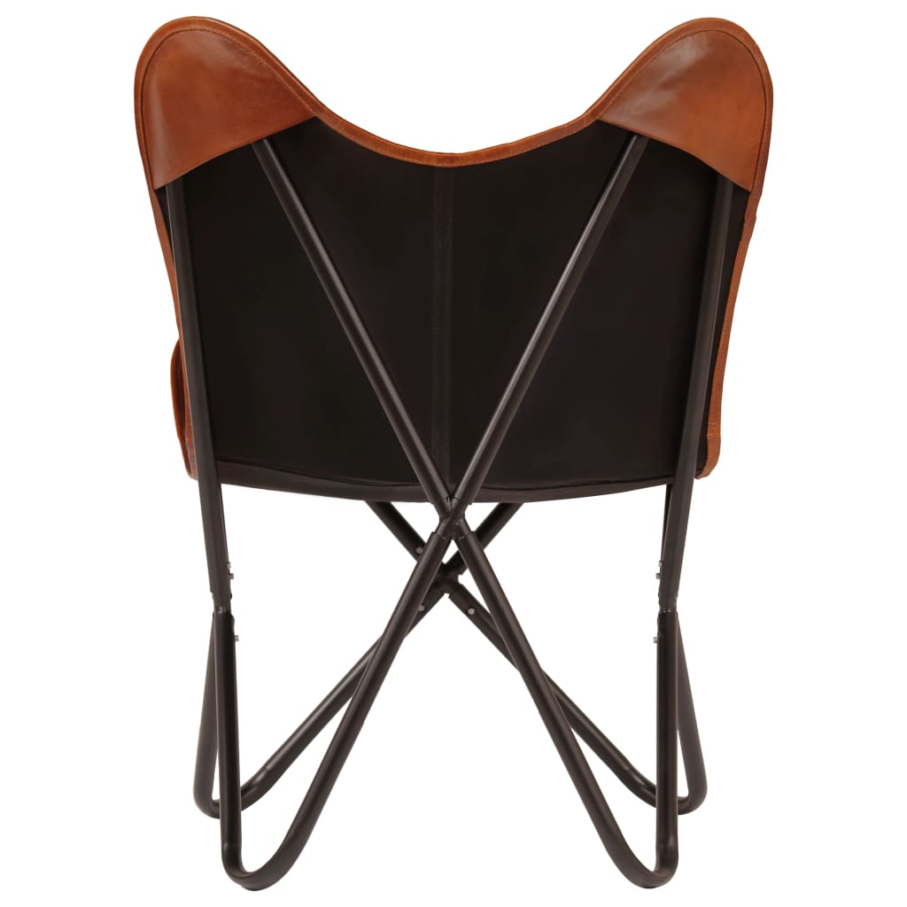 vidaXL Krzesła typu motyl, 2 szt., brązowe, dziecięce, skóra naturalna