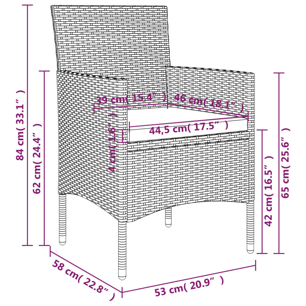 vidaXL 5-częściowy zestaw mebli ogrodowych z poduszkami, czarny