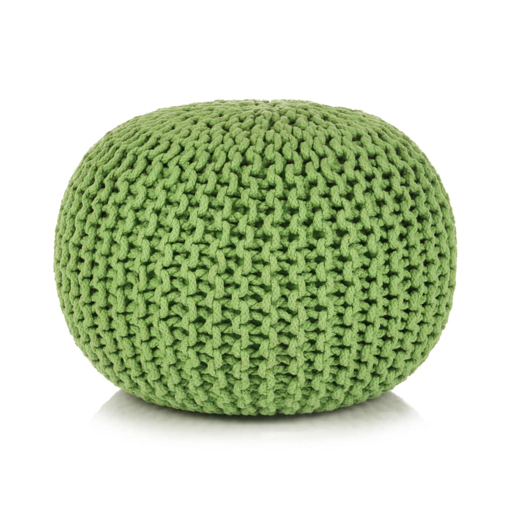 vidaXL Puf z ręcznie dzierganym pokryciem z bawełny, 50x35 cm, zielony