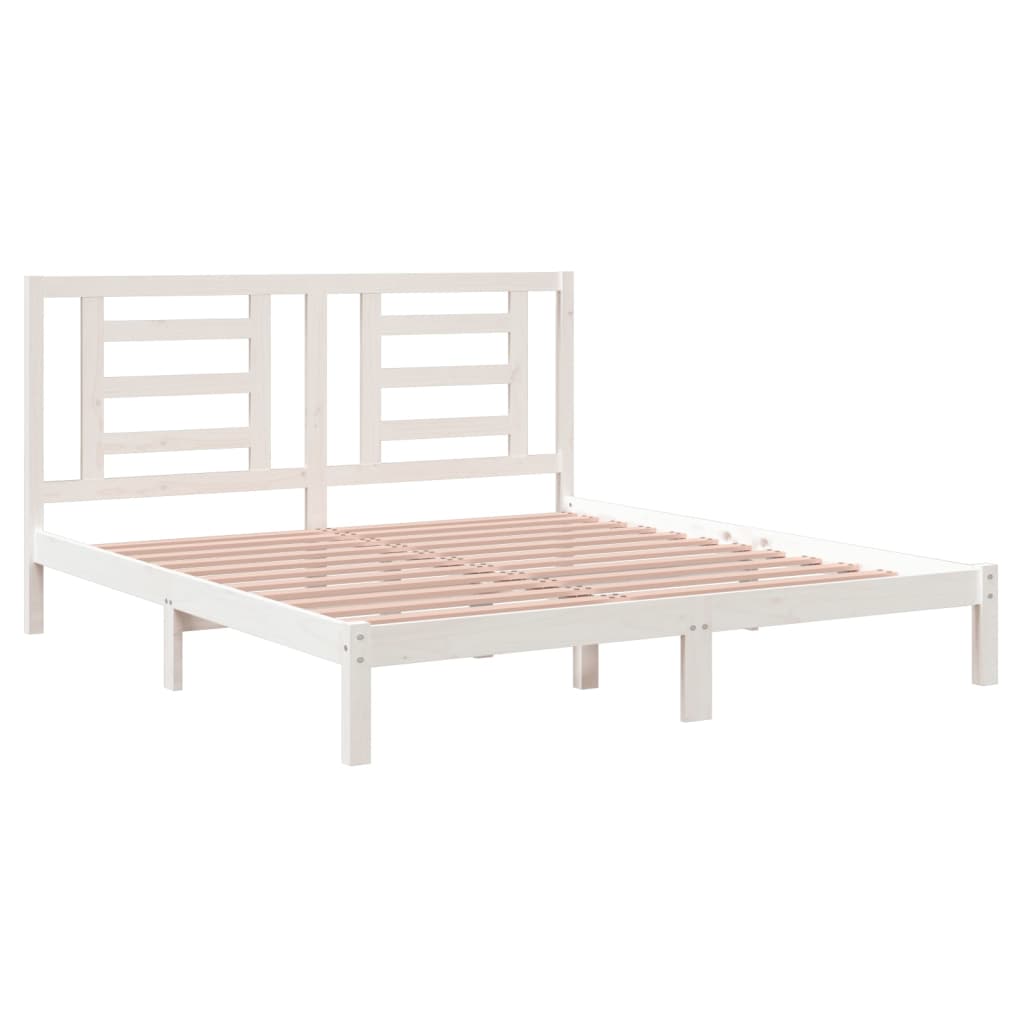 vidaXL Rama łóżka, biała, lite drewno, 180x200 cm