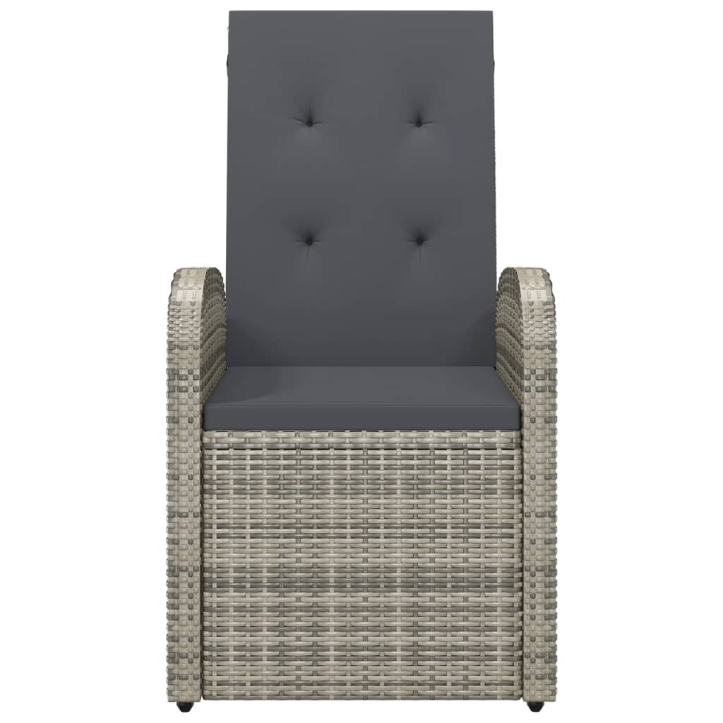 vidaXL Rozkładane krzesła ogrodowe, poduszki, 2 szt., szare, rattan PE