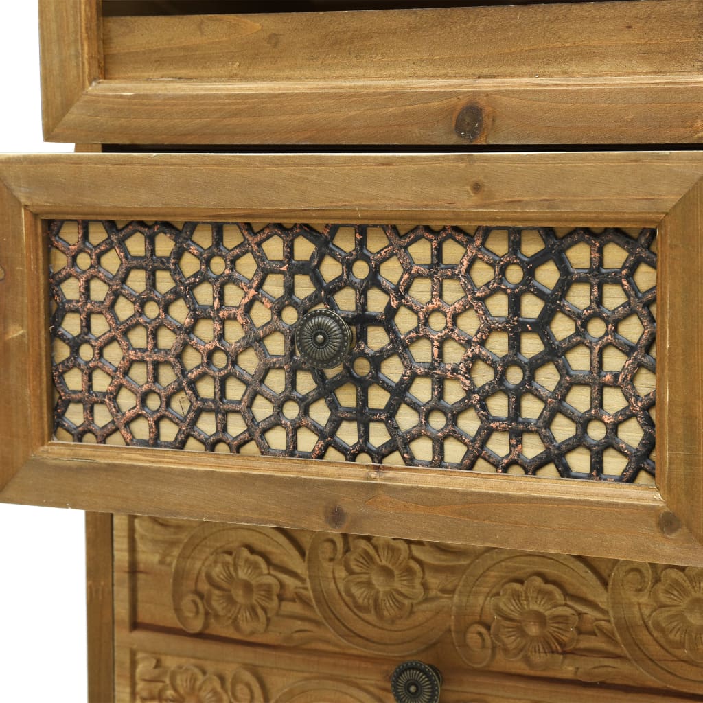 vidaXL Komoda z 5 szufladami, brązowa, 37 x 30 x 97,5 cm, drewno