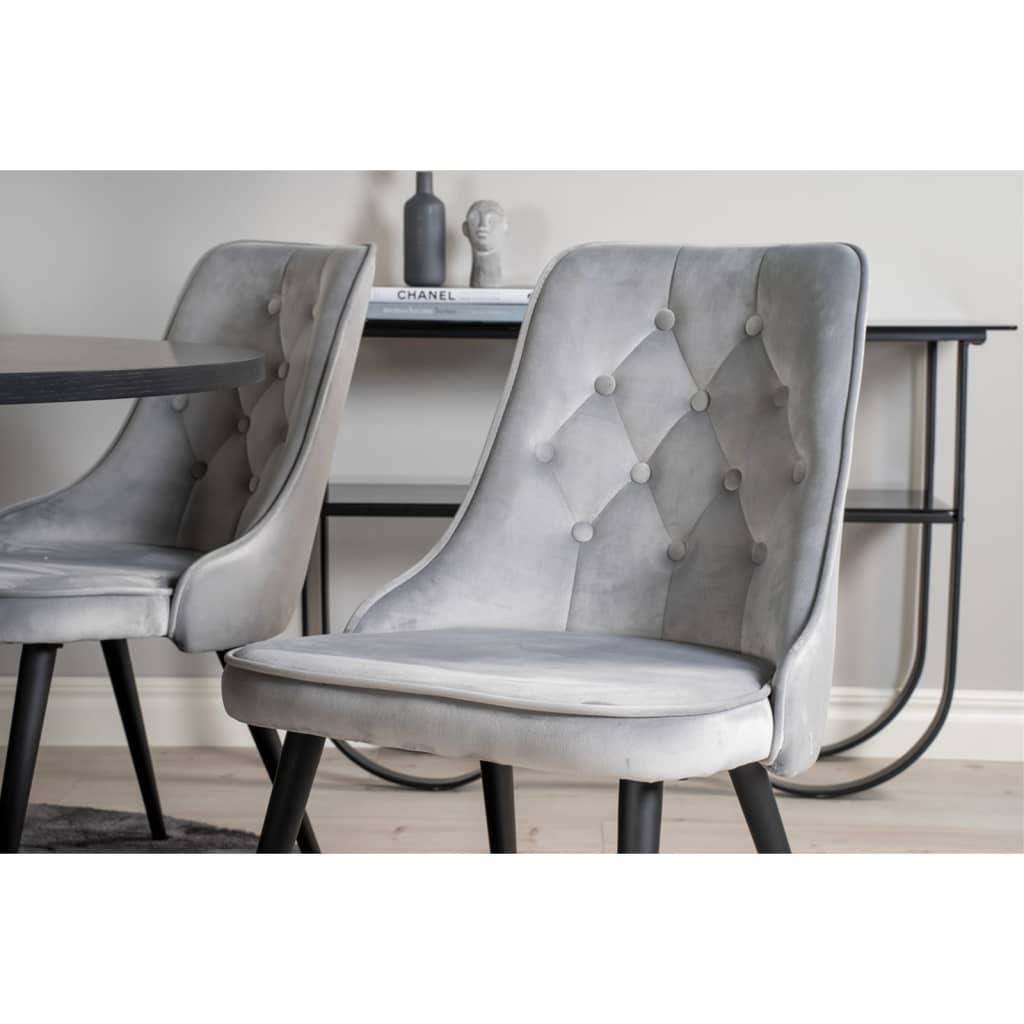 Venture Home Krzesła Velvet Deluxe, 2 szt., aksamit, jasnoszaro-czarne