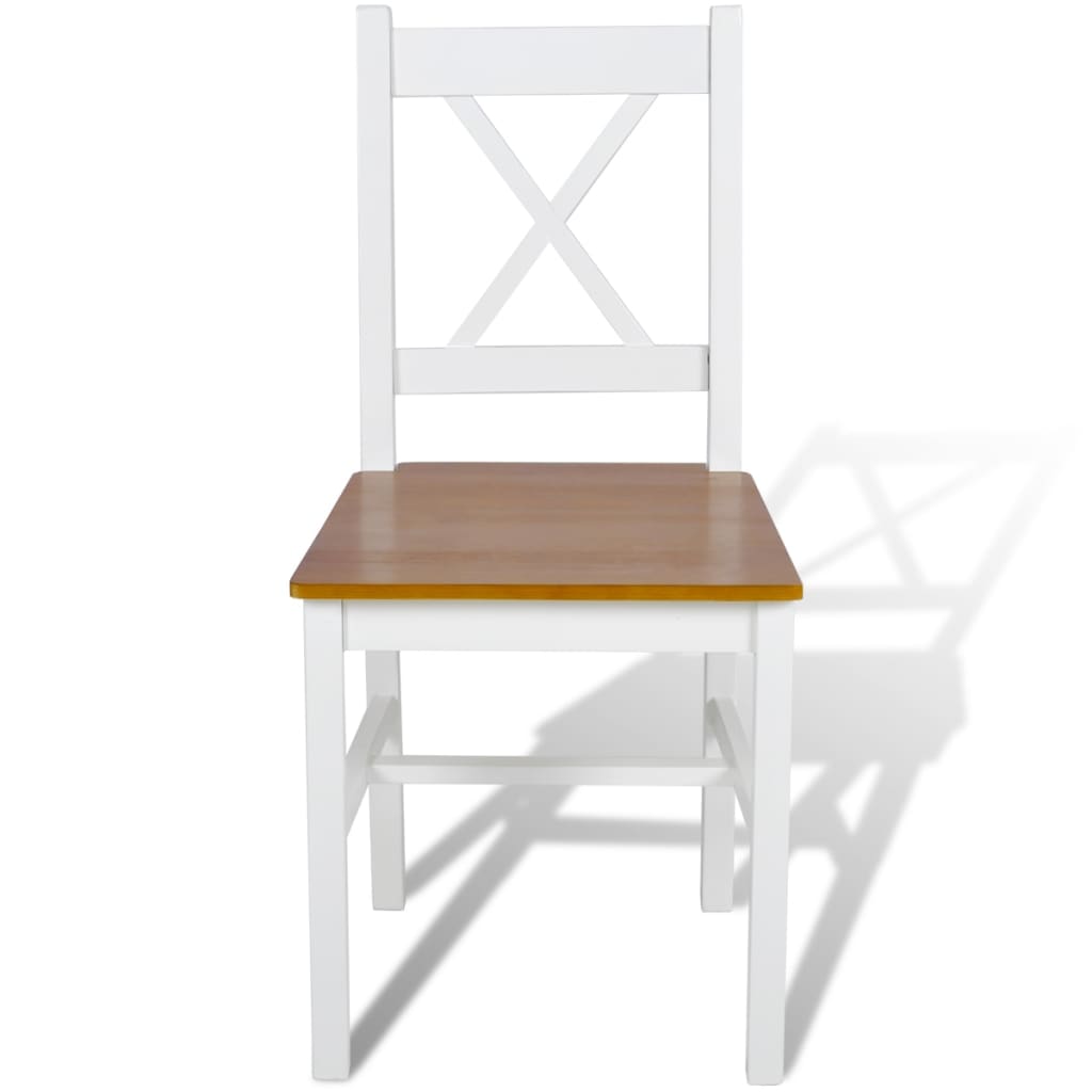 vidaXL Krzesła stołowe, 4 szt., białe, drewno sosnowe