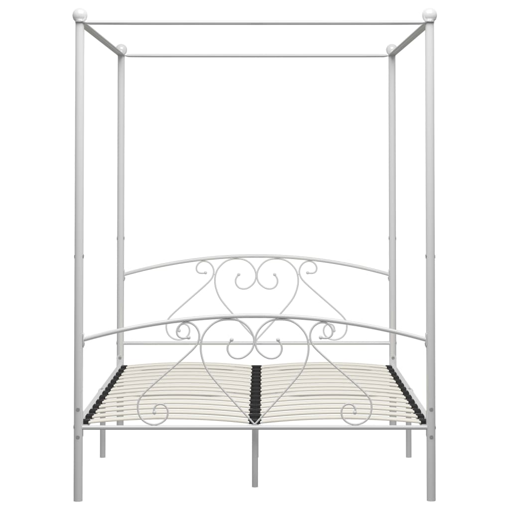 vidaXL Rama łóżka z baldachimem, biała, metalowa, 160 x 200 cm
