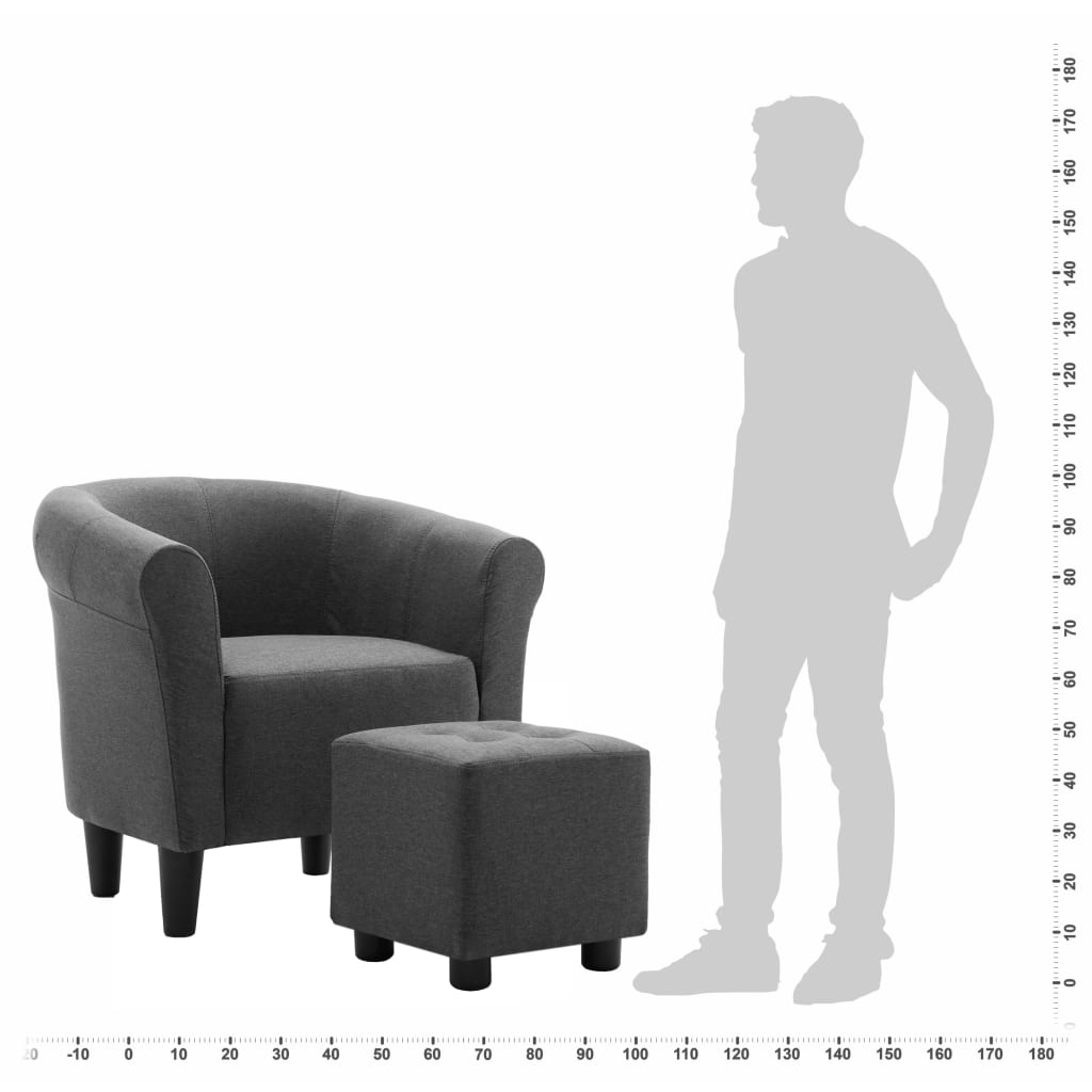 vidaXL 2-częściowy zestaw: fotel z podnóżkiem, ciemnoszary, tkanina