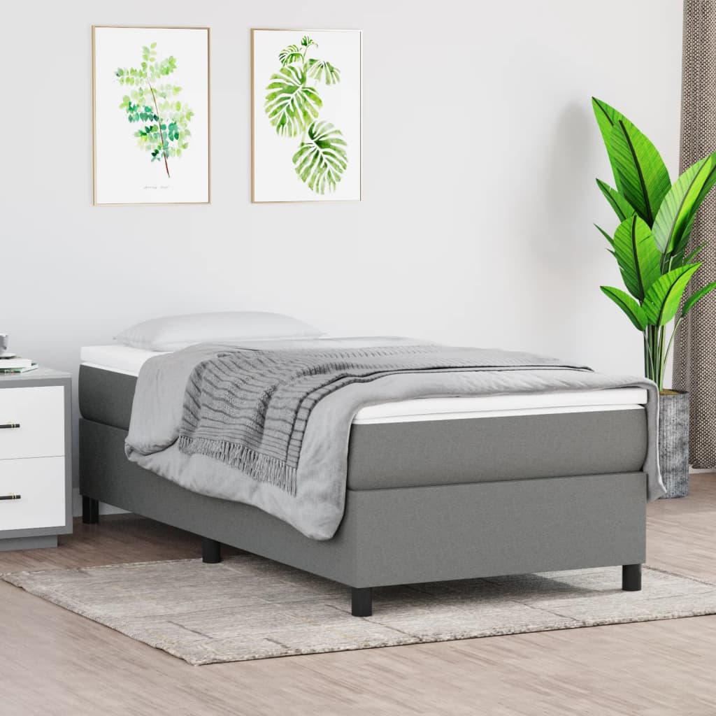 vidaXL Rama łóżka, ciemnoszara, 90x200 cm, tapicerowana tkaniną