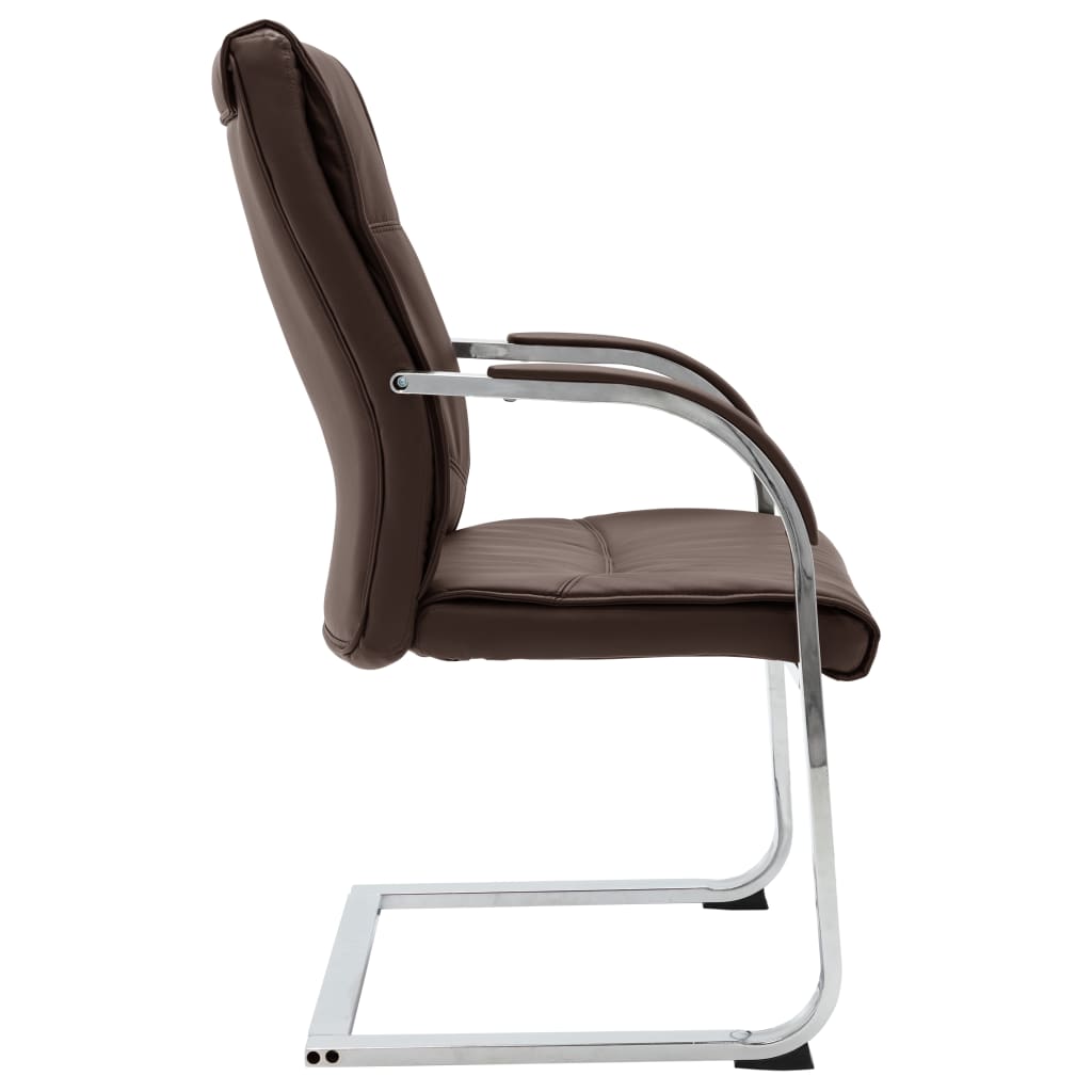 vidaXL Krzesło biurowe, wspornikowe, brązowe, sztuczna skóra