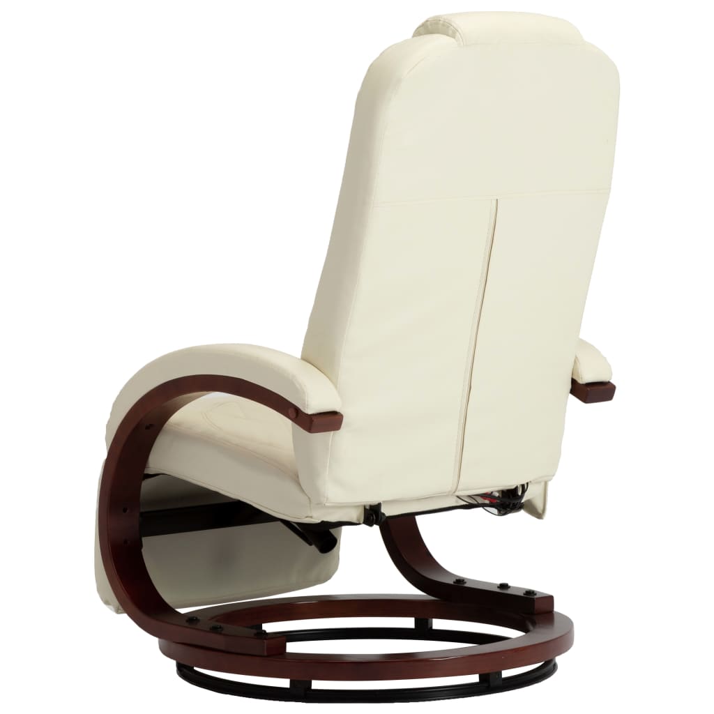 vidaXL Telewizyjny fotel masujący, regulowany, kremowy, sztuczna skóra