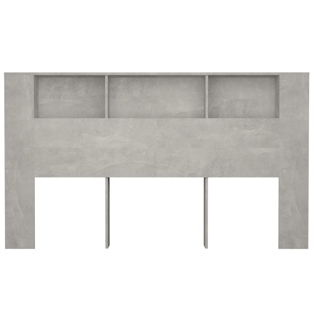 vidaXL Wezgłowie łóżka z półkami, szarość betonu, 180x18,5x104,5 cm