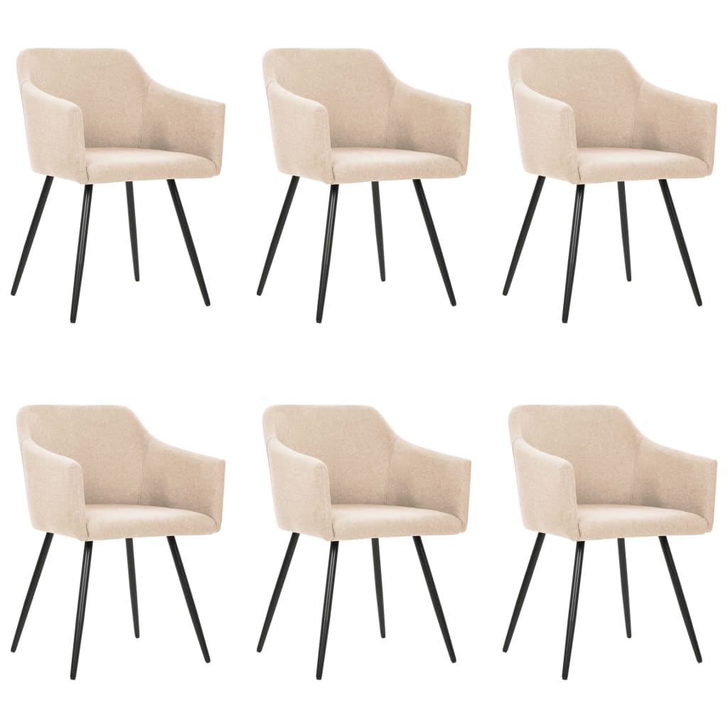 vidaXL Krzesła stołowe, 6 szt., kremowe, tapicerowane tkaniną