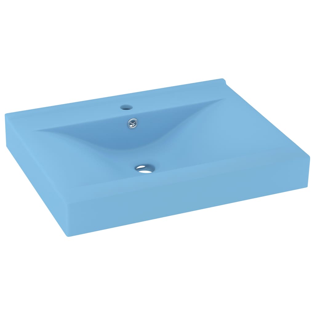 vidaXL Umywalka z otworem na kran, matowy błękit, 60x46 cm, ceramiczna