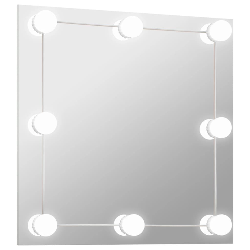 vidaXL Lustro ścienne z lampkami LED, kwadratowe, szklane